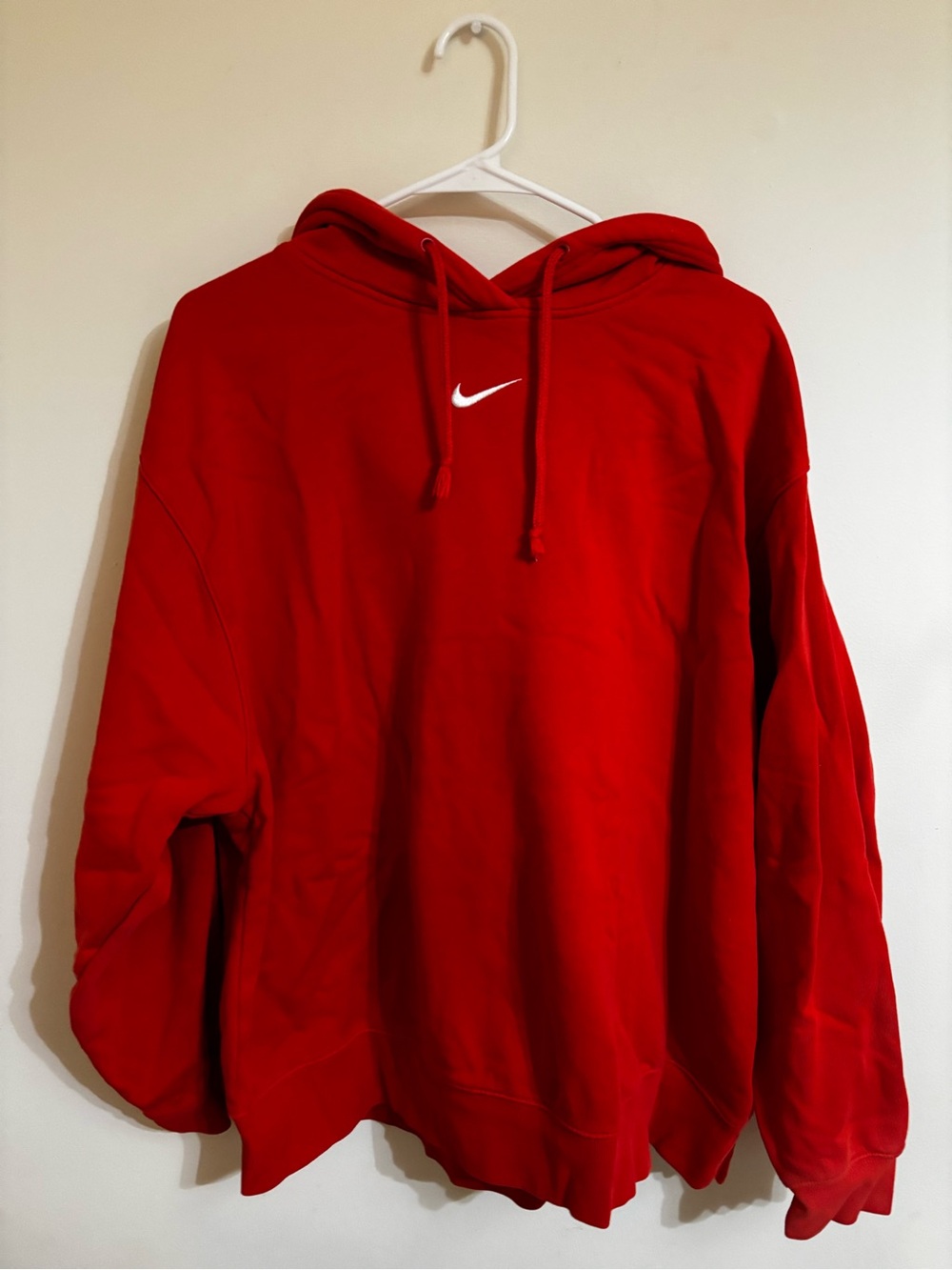 Nike Red Hoodie with White Swoosh Logo